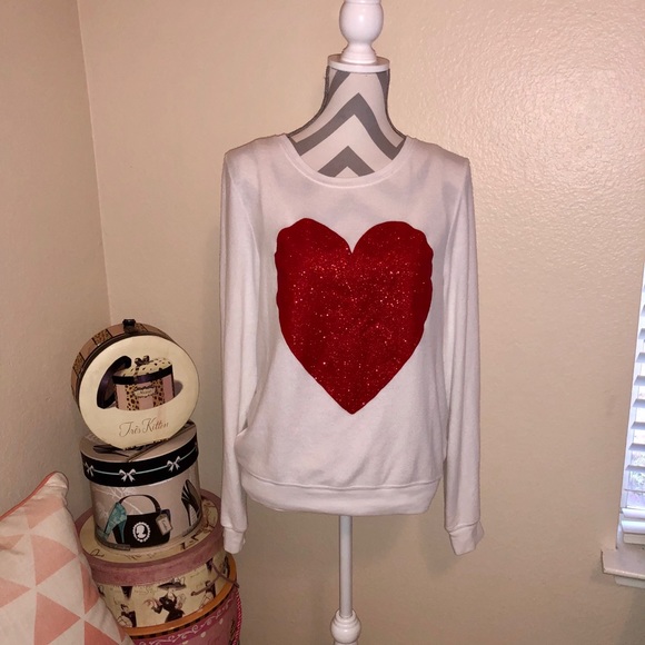 Wildfox NWOT Sparkle Red Heart Sweatshirt SALE - Picture 4 of 8